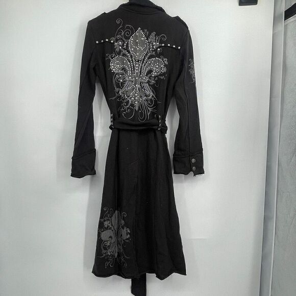 Röxxtar Black Pirate Coat Military Style Trench Coat Long Jacket Size 2 NWT - Picture 7 of 9